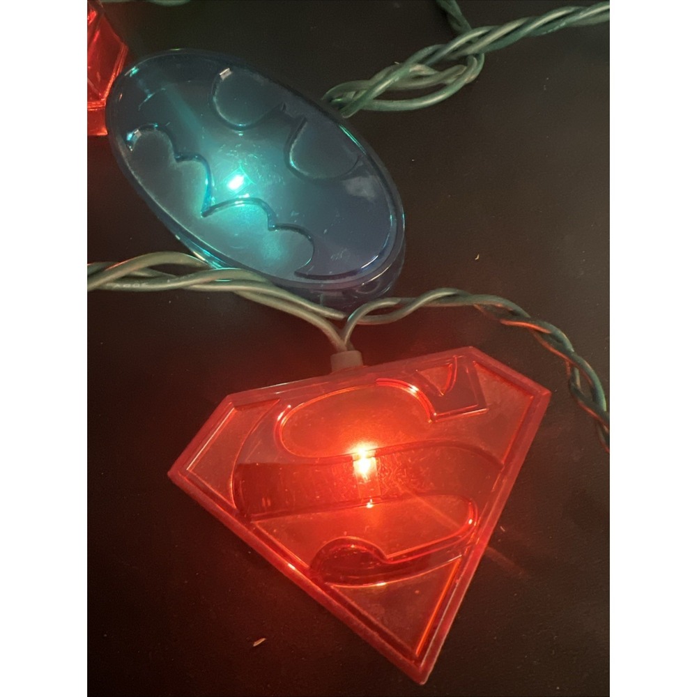 Justice League 10 Count String Lights Green Lantern Batman Superman Christmas - Picture 2 of 3